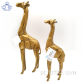 Conjunto de 2 girafas escultura em resina para decoração de casa